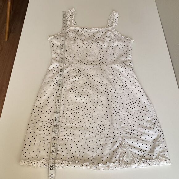 Urban Outfitters Wren Ivory Dotted Linen Viscose Ruffle Mini Dress Size Small - Picture 14 of 16